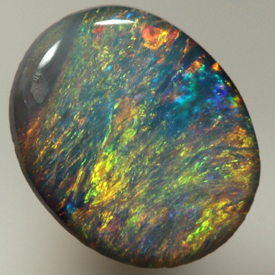 SOLID SEMI BLACK OPAL Burning red and orange over turquoise